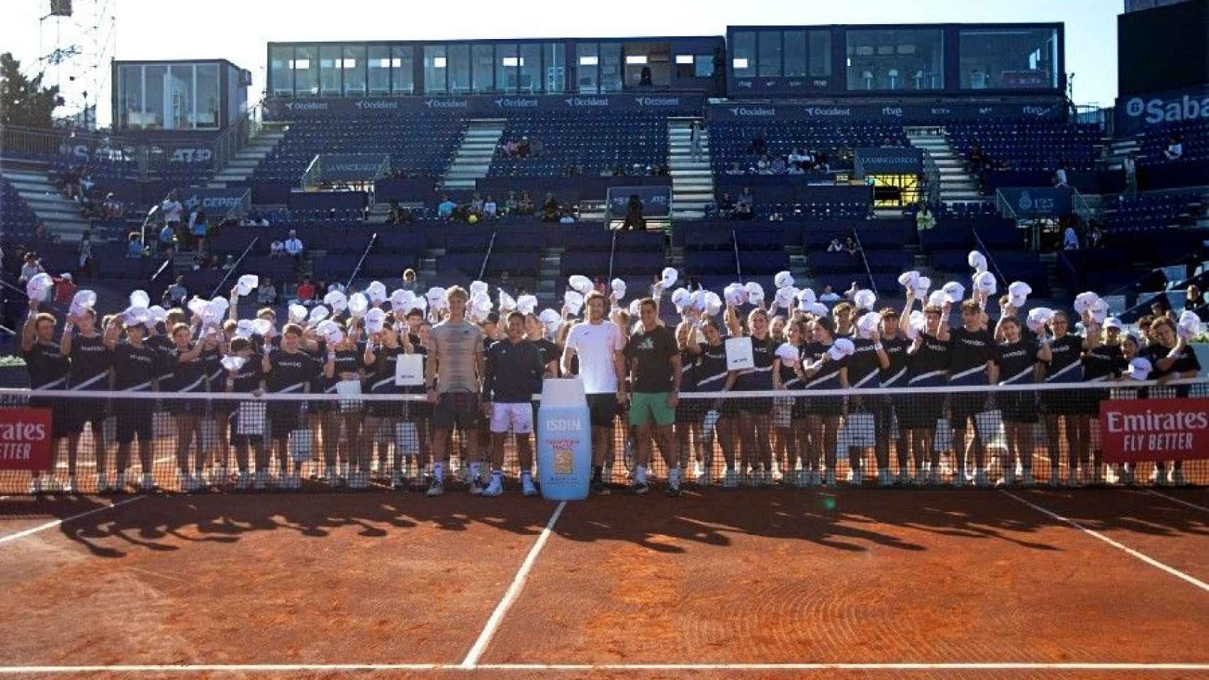 Pablo Carreño, Sebastián Báez, Martín Landaluce y Jaume Munar, en la jornada Clínic Oficial