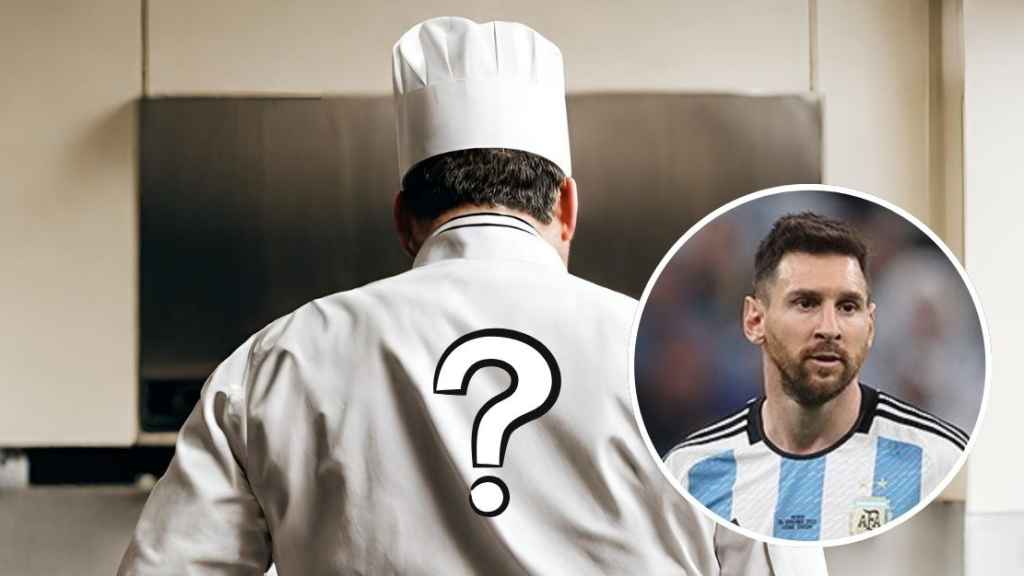 Fotomontaje cocinero anónimo y Messi