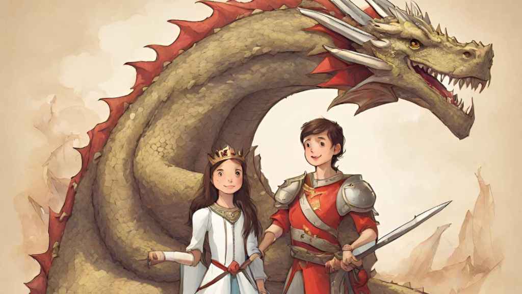 Dibujo sobre la princesa, el dragón y Sant Jordi