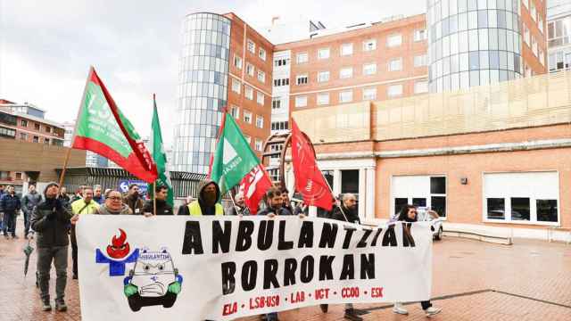 Imagen de una protesta de trabajadores de ambulancias en Euskadi