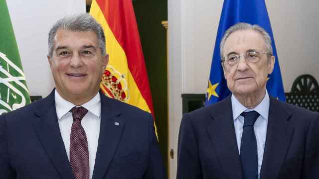 Joan Laporta y Florentino Pérez, presidentes de Barça y Real Madrid, durante la celebración del clásico en Riad
