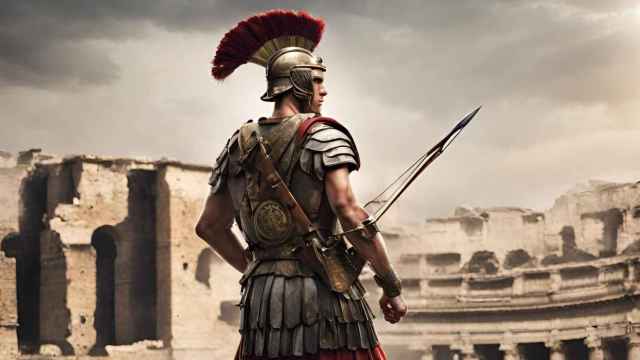 Creación virtual de un arco y soldado romano | CANVA