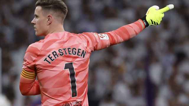 Ter Stegen, durante el Real Madrid-Barça de Liga