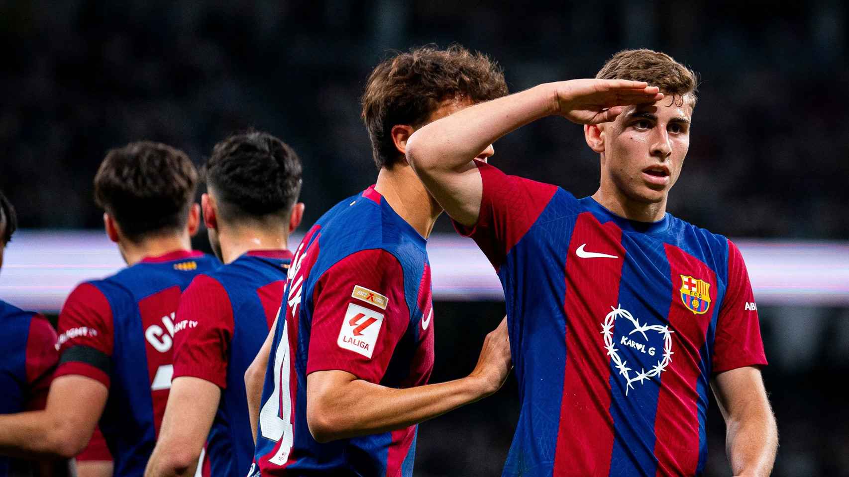 Fermín López festeja su gol anotado contra el Real Madrid en el Bernabéu