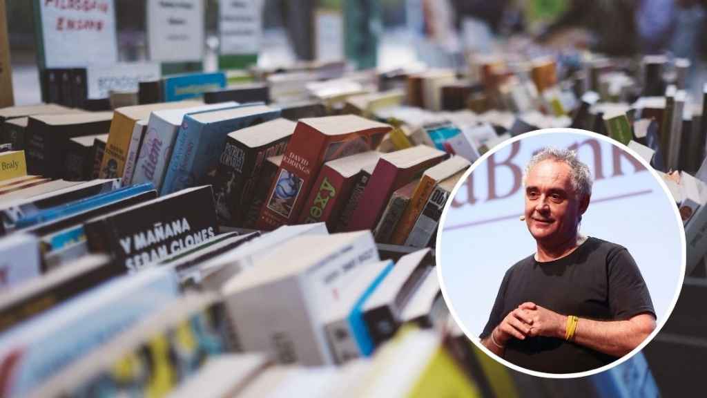 Fotomontaje libros y Ferran Adrià