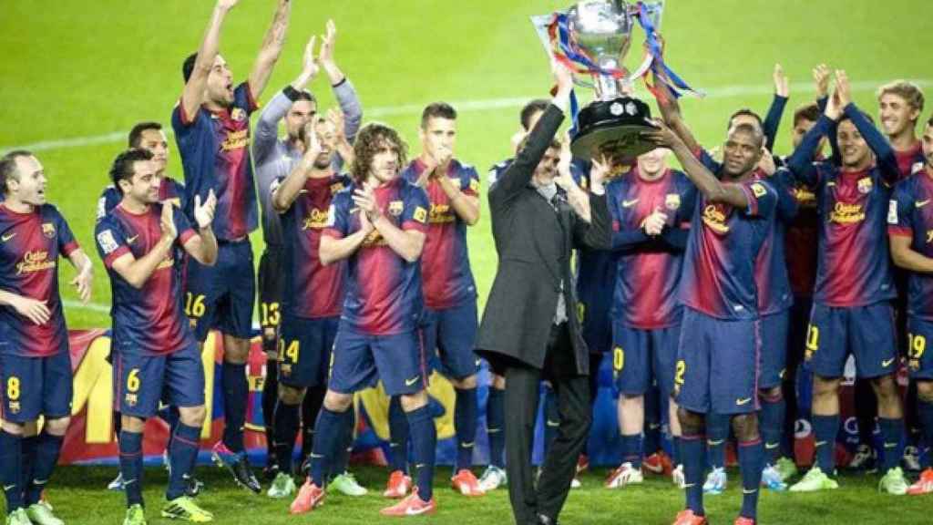 Tito Vilanova celebra la Liga del Barça en la temporada 2012-13