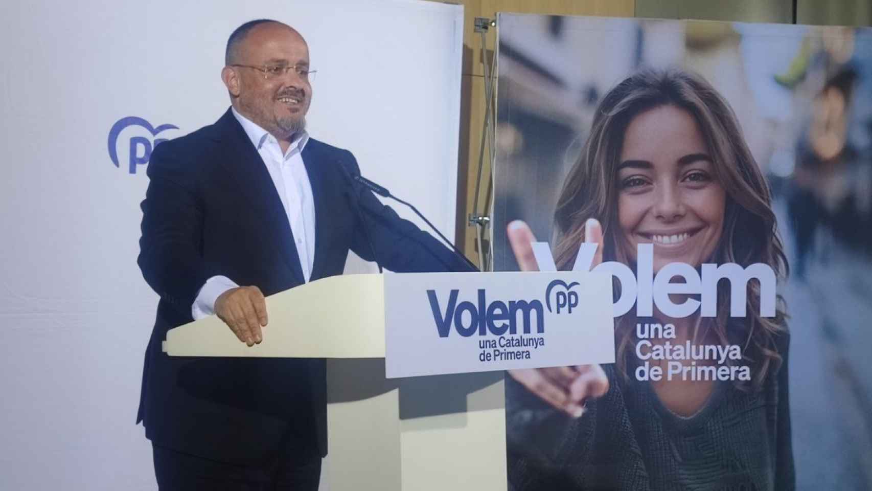 El candidato del PP a las elecciones catalanas, Alejandro Fernández, en Barcelona