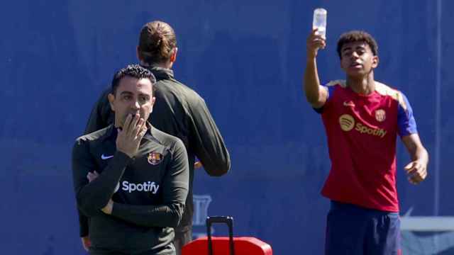 Xavi Hernández, durante una sesión de entrenamiento del Barça