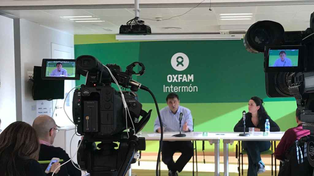 Imagen de una rueda de prensa de Oxfam Intermon en Barcelona