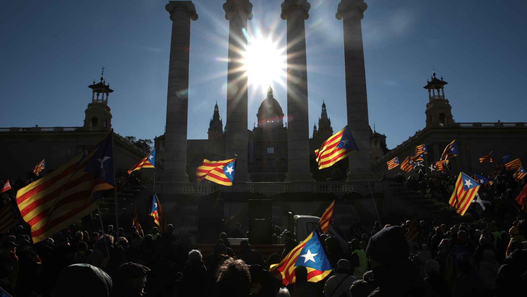 Manifestación independentista en Montjuïc contra la Cumbre Hispano-Francesa, a 19 de enero de 2023