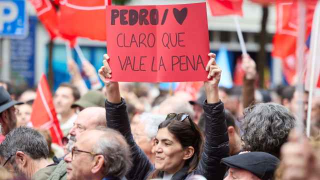 Manifestación en apoyo a Pedro Sánchez, este sábado, en Madrid