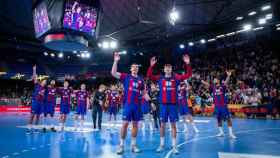 El Barça de balonmano celebra su pase a la Final Four de Colonia