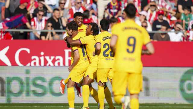 Los jugadores del Barça celebran el gol de Andreas Christensen contra el Girona