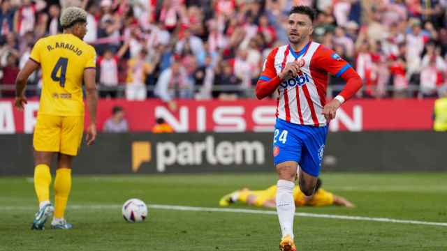 Cristian Portu celebra uno de sus goles contra el Barça