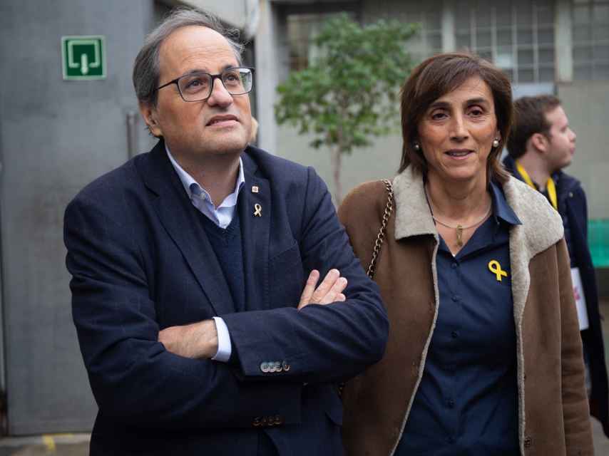 Carola Miró junto a su esposo, Quim Torra, en la jornada electoral de noviembre de 2019 / EP