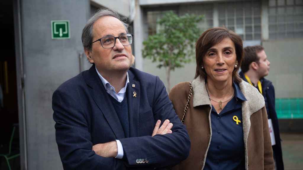 Carola Miró junto a su esposo, Quim Torra, en la jornada electoral de noviembre de 2019 / EP