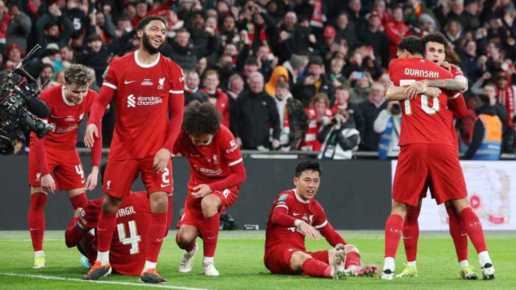 El Liverpool de Klopp, durante la disputa de la final de la Carabao Cup