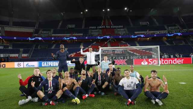Celebración del PSG tras eliminar al Dortmund en Champions