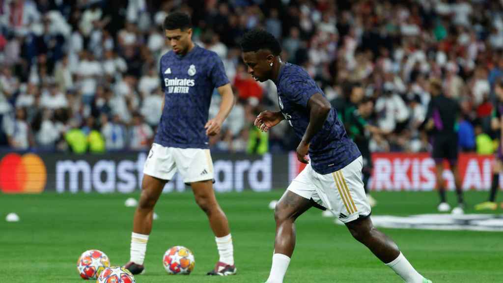 Vinicius Jr y Jude Bellingham se preparan antes del Real Madrid-Bayern