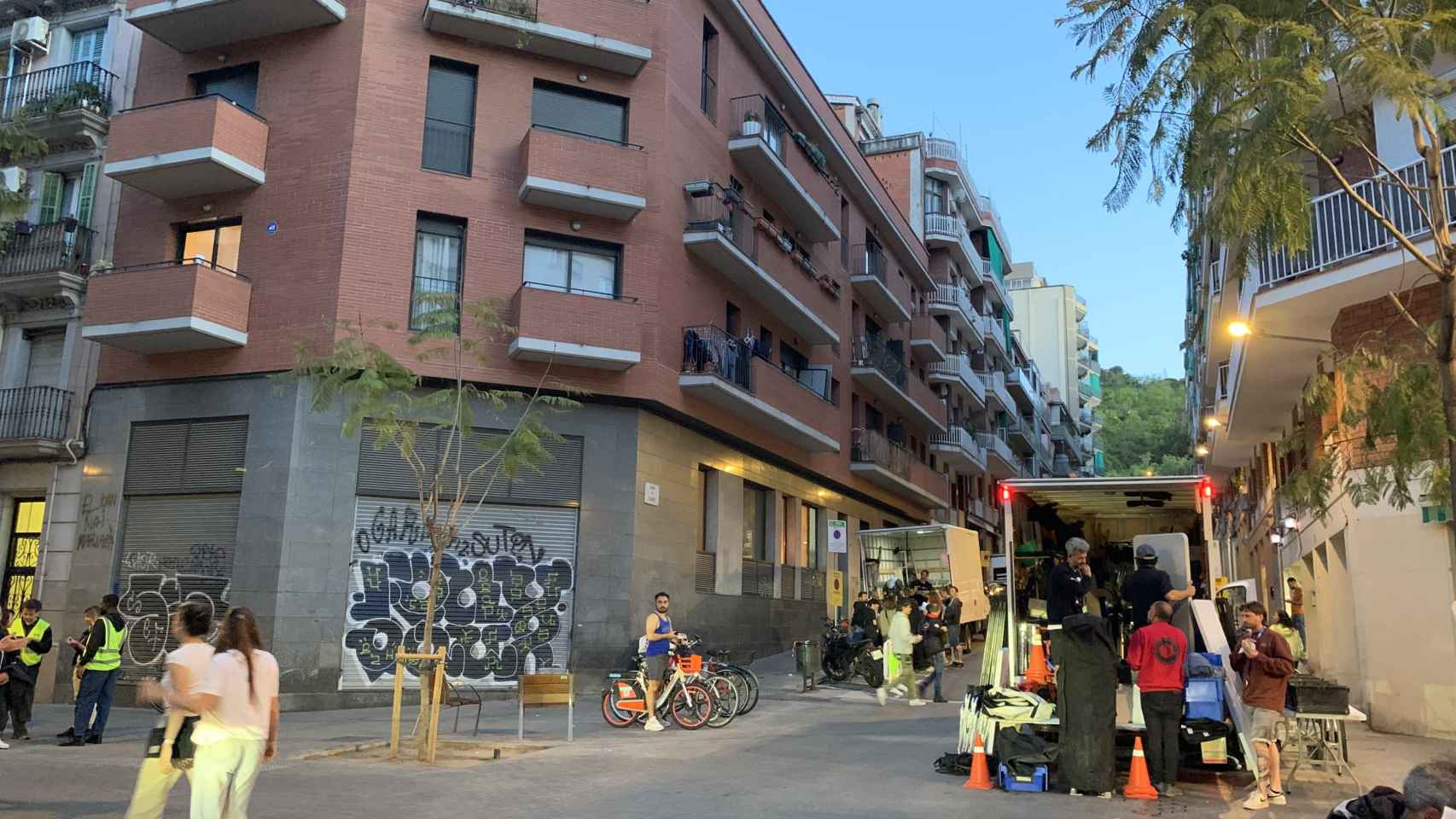 El set de rodaje de Samsung en el Poble-sec de Barcelona