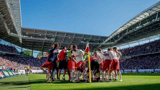 El RB Leipzig festeja una victoria en la Bundesliga