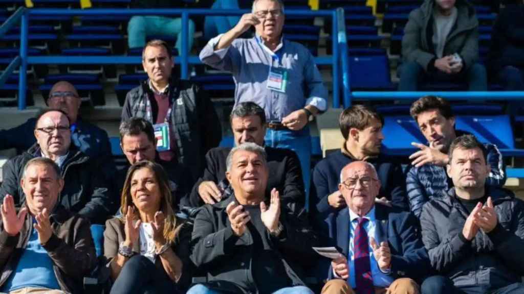 Joan Laporta presencia un partido del Barça B en Palamós