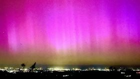 Vista de la aurora boreal desde Prades (Tarragona)
