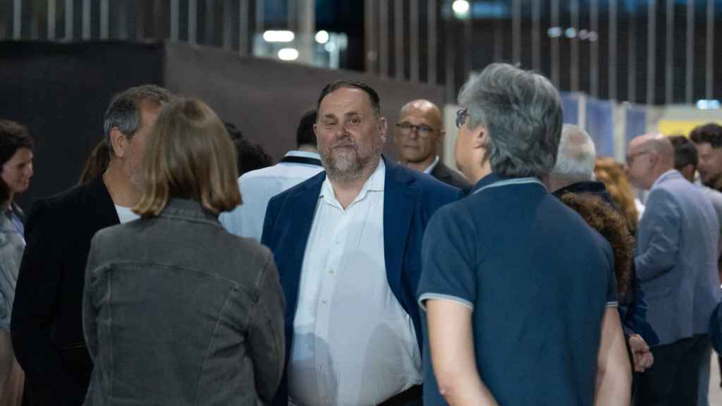 El presidente de ERC, Oriol Junqueras, en el recuento de la noche electoral