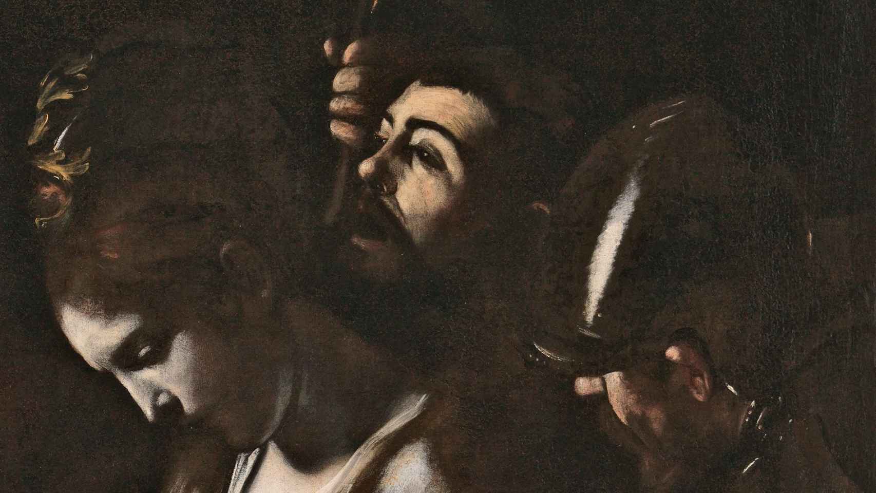 Detalle de autorretrato de Caravaggio (en el centro de la imagen), incluido en el ‘El martirio de Santa Úrsula’.