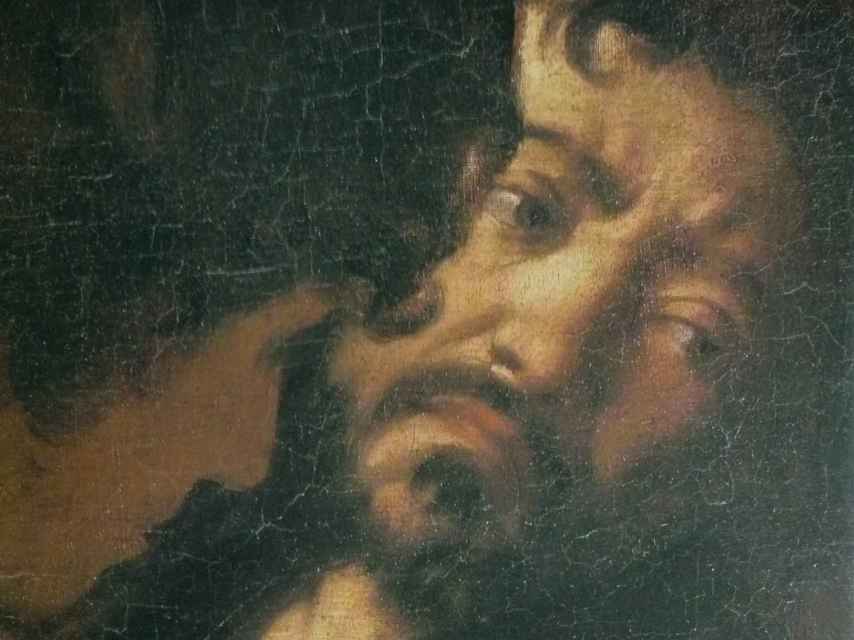 Detalle (autorretrato) de ‘El martirio de San Mateo’ (1599-1600) de Caravaggio, en la iglesia de San Luis de los Franceses de Roma.