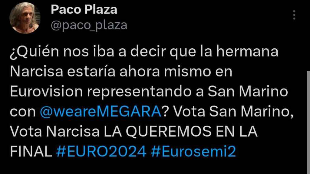 Tweet de Paco Plaza