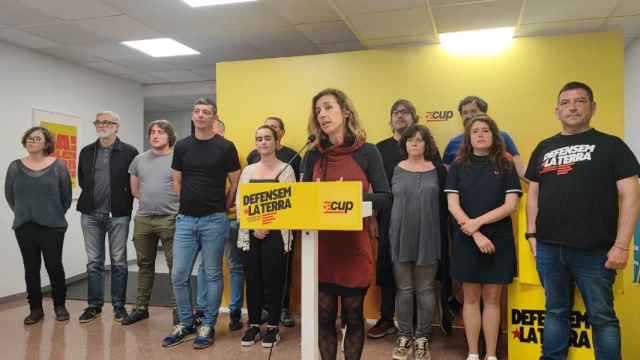La candidata de la CUP a las elecciones catalanas, Laia Estrada, en la valoración de los resultados en la noche electoral.