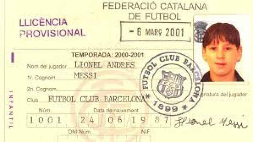 Una imagen del documento de Leo Messi de su primer año con el Barça