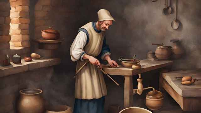 Una persona en la Edad Media cocinando una salsa, según la IA | Canva