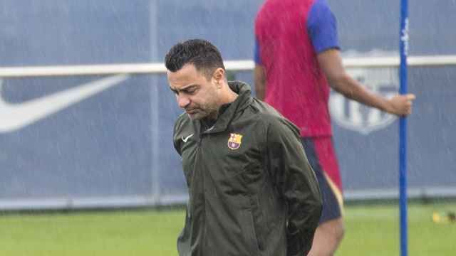 Xavi Hernández durante un entrenamiento en la Ciutat Esportiva