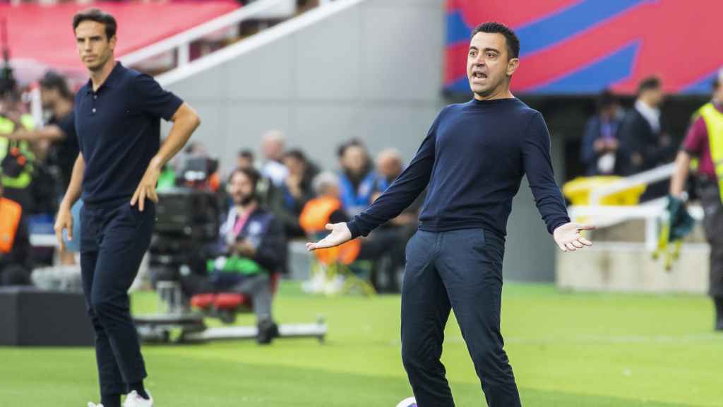 Xavi Hernández durante el partido de Liga contra el Rayo Vallecano