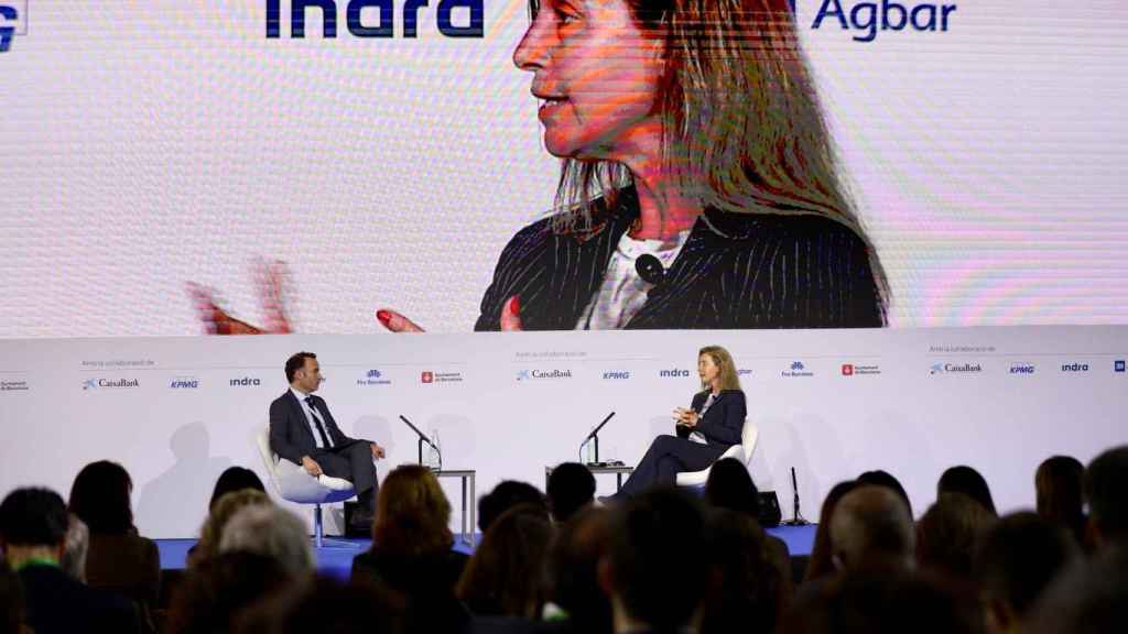 Pol Morillas, director de Cidob, y Federica Mogherini, rectora de College Europa, durante la conferencia centrada en la geopolítica