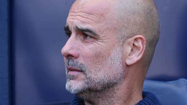 Pep Guardiola, durante la última jornada de Premier League entre Manchester City y West Ham