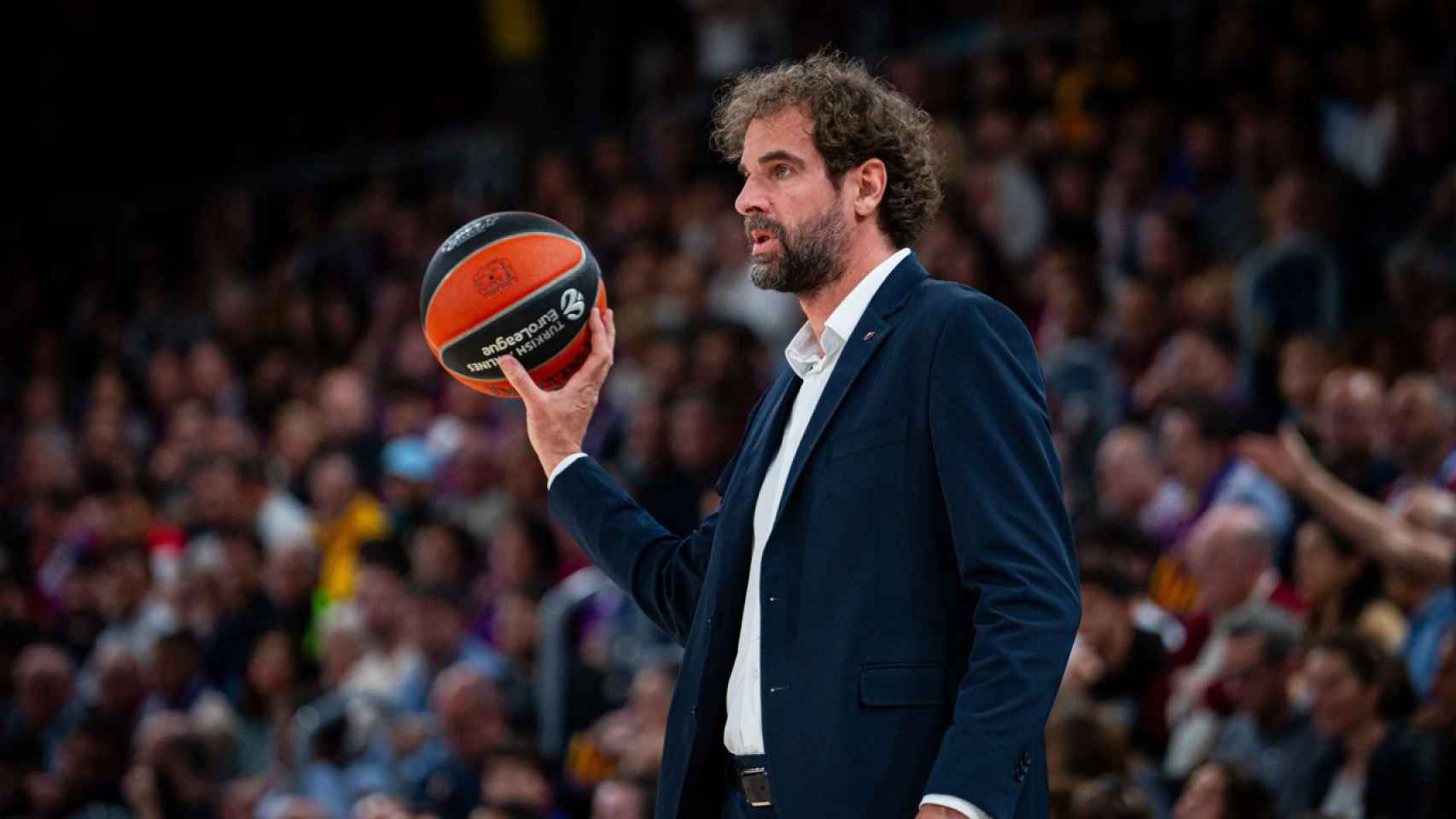 Roger Grimau, durante un partido del Barça de basket en la Euroliga