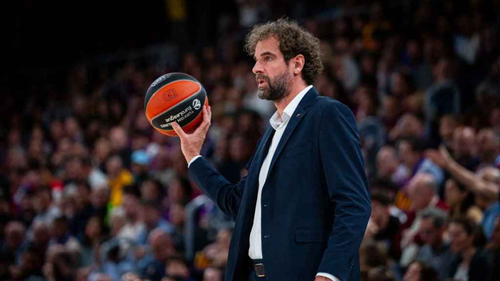 Roger Grimau, durante un partido del Barça de basket en la Euroliga