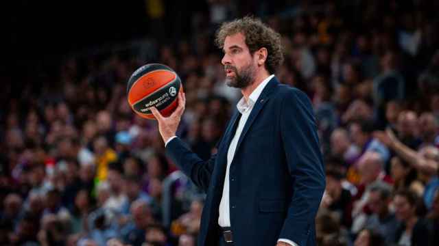 Roger Grimau, durante un partido del Barça de basket en la Euroliga