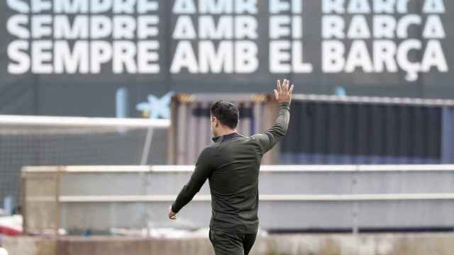 Xavi durante su última sesión de entrenamiento en la Ciutat Esportiva