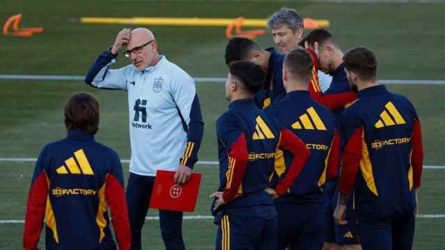 Luis de la Fuente, durante un entrenamiento de la selección española