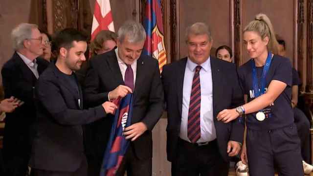 Jaume Collboni durante la celebración del Barça Femenino