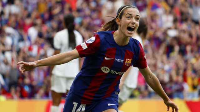 Aitana celebra su gol al Olympique en la final de la Champions