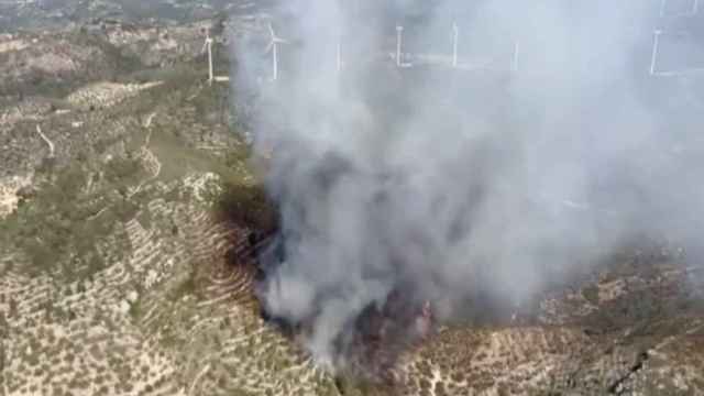 Imagen aérea del incendio en Tortosa