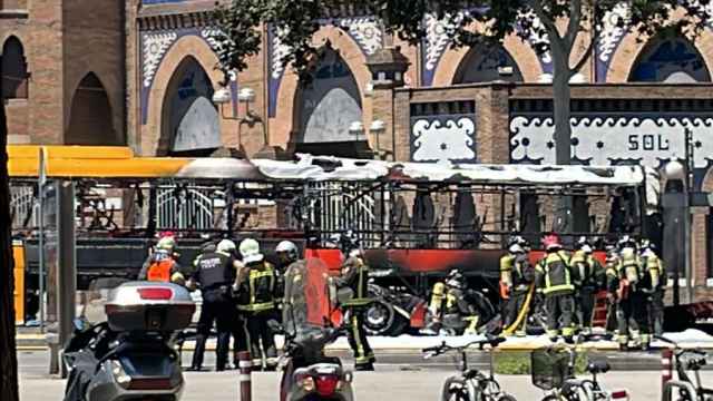 Autobús incendiado en Barcelona