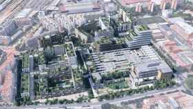 Vista aérea del ecodistrito que proyecta Conren Tramway en Barcelona