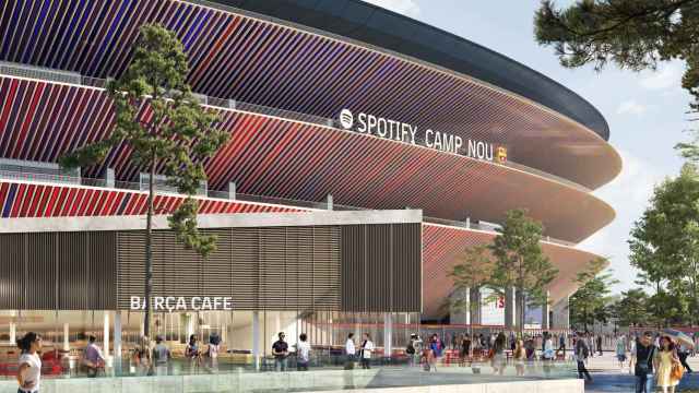 Un modelo de la fachada exterior del nuevo Camp Nou