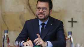 El presidente de la Generaliat en funciones, Pere Aragonès, durante una reunión semanal del Govern